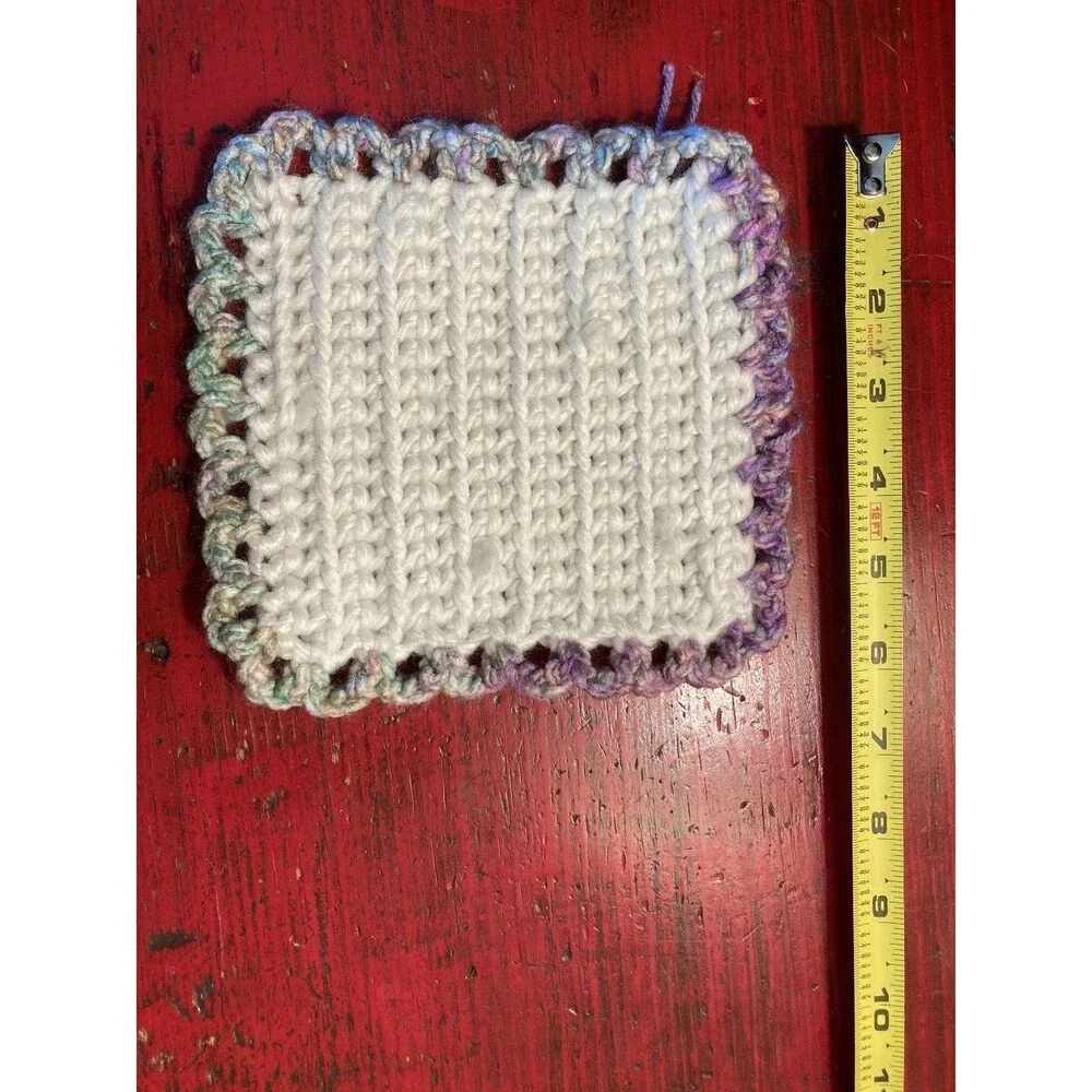 PURPLE CAT CRAFTS Handmade Crocheted Dish Rag Yarn Art Knitted Multicolor